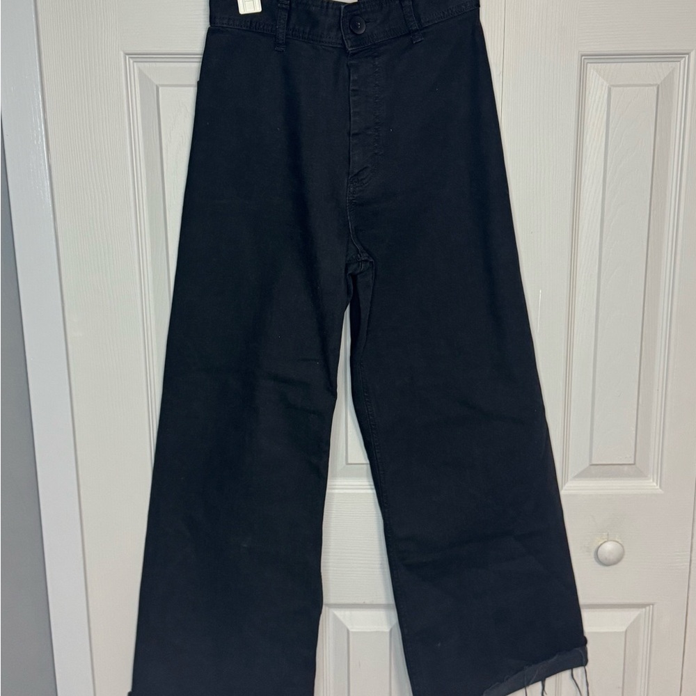 Zara Charcoal Denim Wide Leg Pants